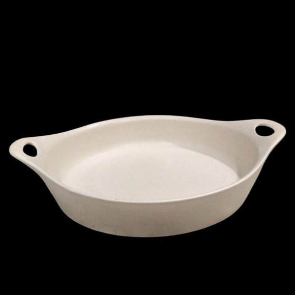 Corningware Creations Stoneware 10" Khaki Beige Round Baking Dish w/ Handles - Picture 1 of 6